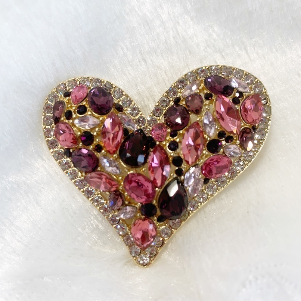 Charter Club heart shaped brooch gold and jewel - Picture 4 of 4